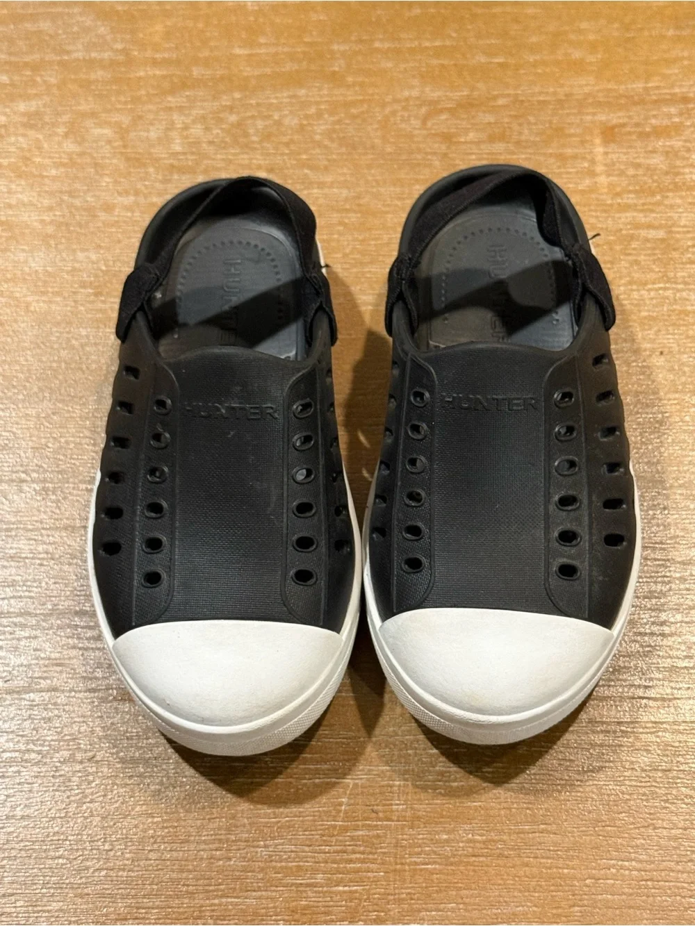 Hunter Toddler Jaime Clog Elastic Slingback Strap Water Friendly Blk/Wht Sz 8